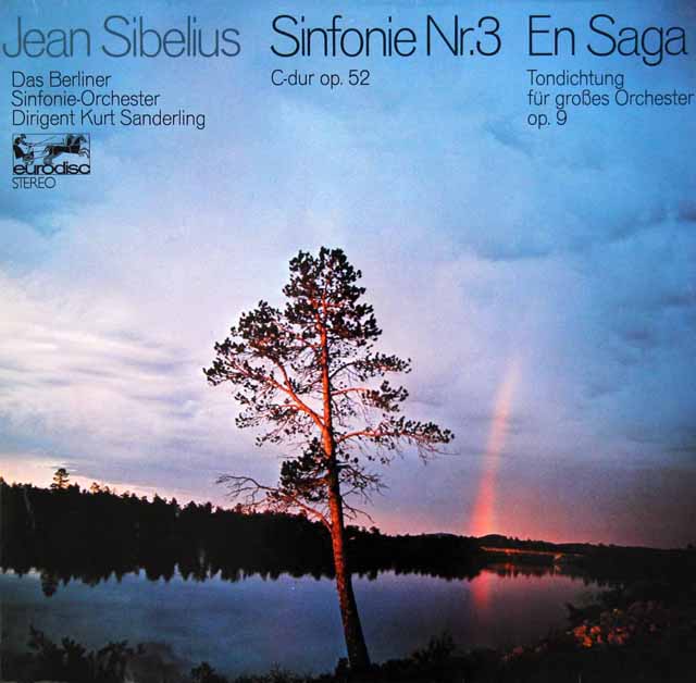ザンデルリンクのシベリウス/交響曲第3番ほか　独eurodisc　3430　LP レコード