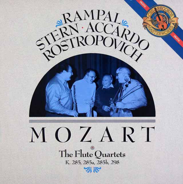 ランパル、スターン、アッカルド、ロストロポーヴィチのモーツァルト/フルート四重奏曲集　蘭CBS　3430　LP レコード