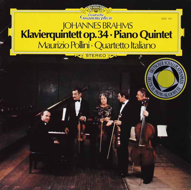 ポリーニ、イタリア四重奏団のブラームス/ピアノ五重奏曲　独DGG　3431　LP レコード