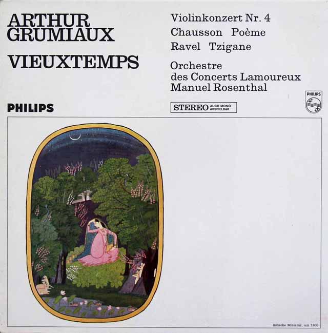 グリュミオーのヴュータン/ヴァイオリン協奏曲第4番ほか　蘭PHILIPS　3431　LP レコード