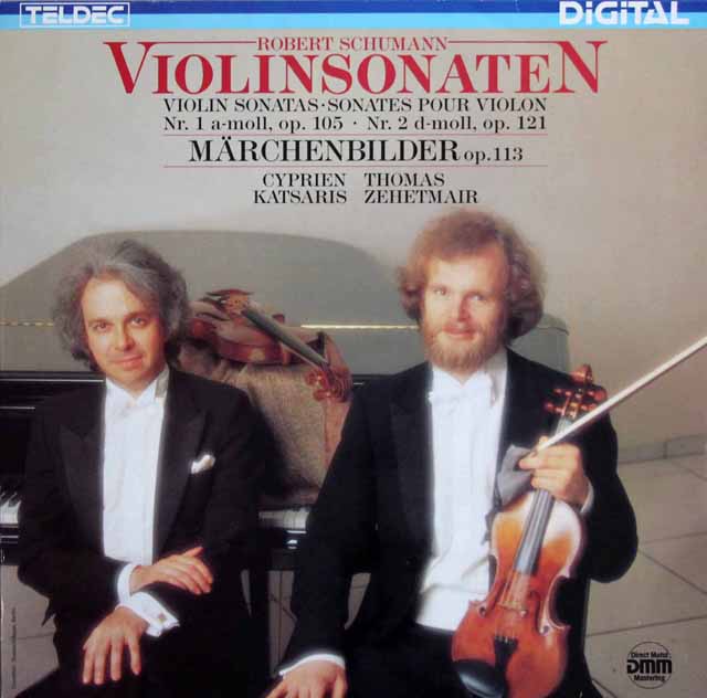 ツェートマイアー、カツァリスのシューマン/ヴァイオリンソナタ第1、2番ほか　独TELDEC　3435　LP レコード