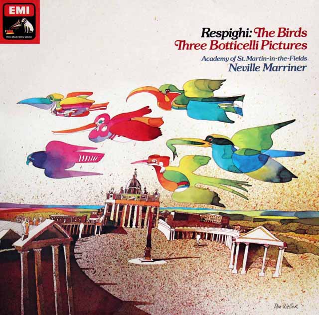 【オリジナル盤】　マリナーのレスピーギ/「鳥」&「ボッティチェッリの3枚の絵」　英EMI　3436　LP レコード