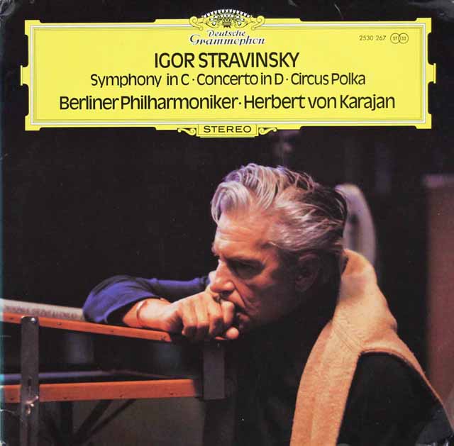 カラヤンのストラヴィンスキー/交響曲 ハ調、弦楽のための協奏曲 ニ調、ほか　独DGG　3438　LP レコード