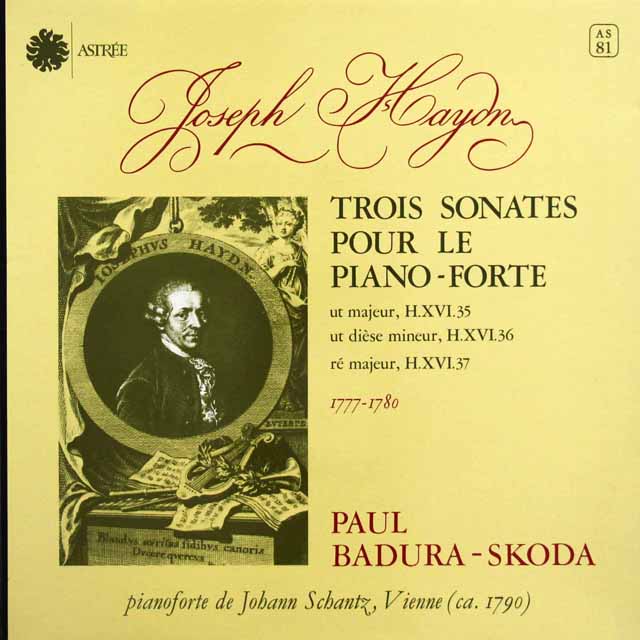 スコダのハイドン/ピアノソナタ第48、49（36）、50（37）番　仏ASTREE　3438　LP レコード