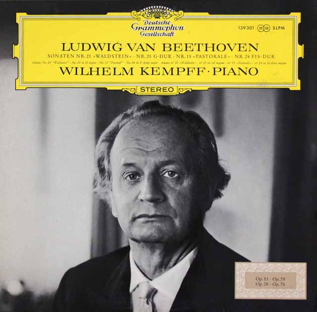 ケンプのベートーヴェン/ピアノソナタ第21番「ワルトシュタイン」、25、15、24番　独DGG　3439　LP レコード