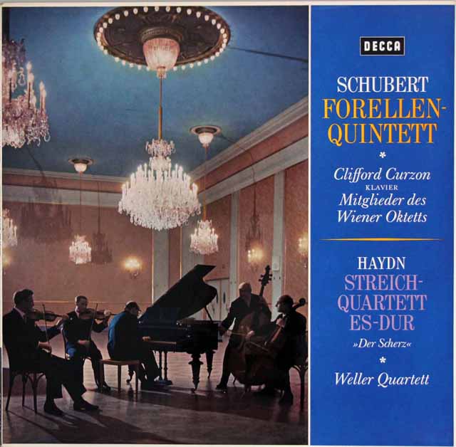 カーゾン&ウィーン・オクテット（八重奏団）員らのシューベルト/ピアノ五重奏曲「鱒」ほか 　独DECCA　3439　LP レコード