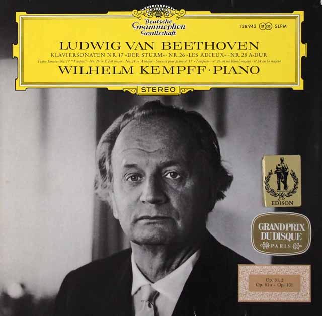 ケンプのベートーヴェン/ピアノソナタ第17番「テンペスト」ほか　独DGG　3440　LP レコード