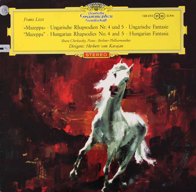 【赤ステレオ/独最初期盤】　カラヤンのリスト/マゼッパ、ハンガリー狂詩曲ほか　独DGG　3440　LP レコード