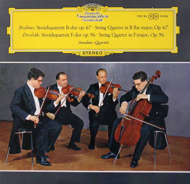 【独最初期盤】　アマデウス四重奏団のブラームス、ドヴォルザーク/弦楽四重奏曲集　独DGG　3440　LP レコード