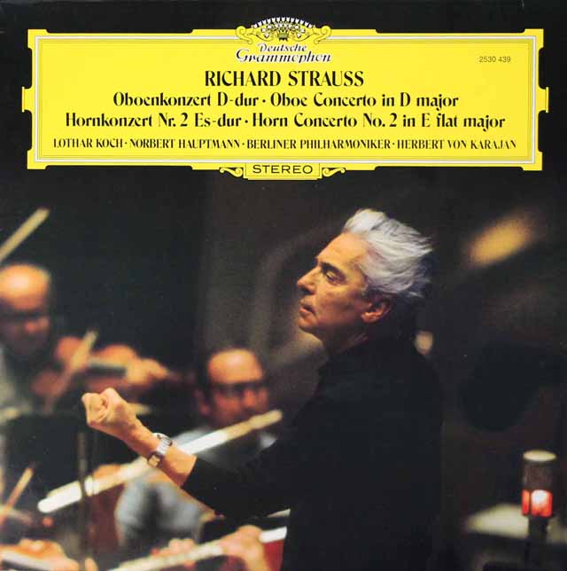 コッホ＆カラヤンのR.シュトラウス/オーボエ協奏曲ほか　独DGG　3442　LP レコード