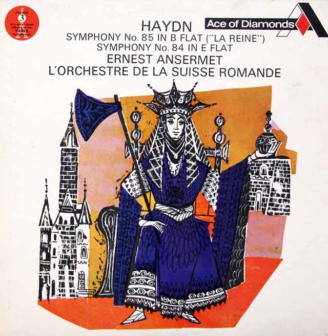 アンセルメのハイドン/交響曲第85番「王妃」＆84番　英DECCA (Ace of Diamonds)　3442　LP レコード