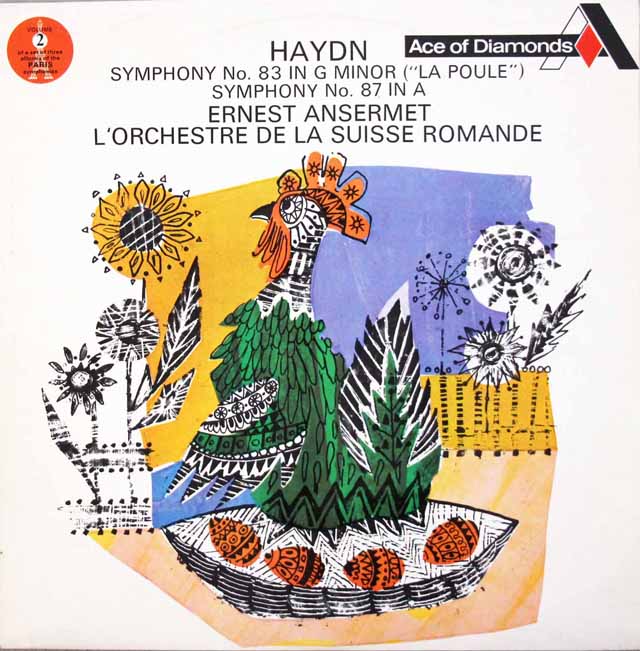 アンセルメのハイドン/交響曲第83番「めんどり」＆87番　英DECCA (Ace of Diamonds)　3442　LP レコード