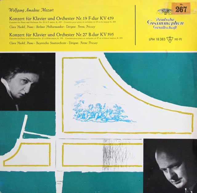 ハスキル、フリッチャイのモーツァルト/ピアノ協奏曲第19、27番　独DGG　3443　LP レコード