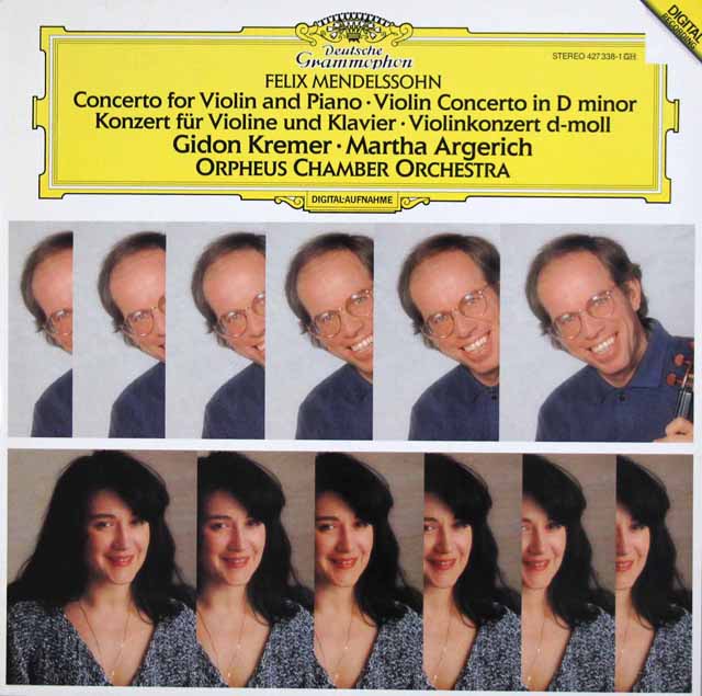 クレーメル、アルゲリッチのメンデルスゾーン/ヴァイオリンとピアノのための二重協奏曲ほか　独DGG　3443　LP レコード