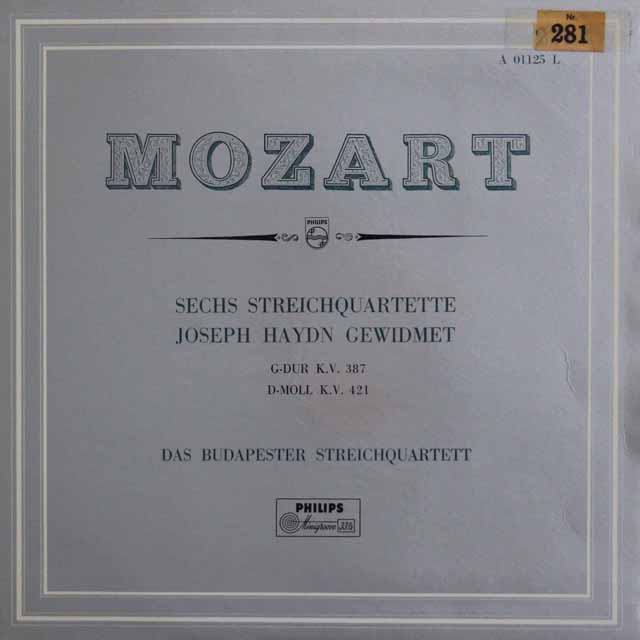 ブダペスト四重奏団のモーツァルト/弦楽四重奏曲第14、15番　蘭PHILIPS　3443　LP レコード