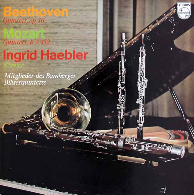 ヘブラーらのベートーヴェン、モーツァルト/ピアノと管楽器のための五重奏曲　蘭PHILIPS　3443　LP レコード