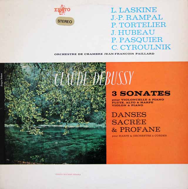 【オリジナル盤】　ラスキーヌ、ランパルらのドビュッシー/３つのソナタほか　仏ERATO　3443　LP レコード