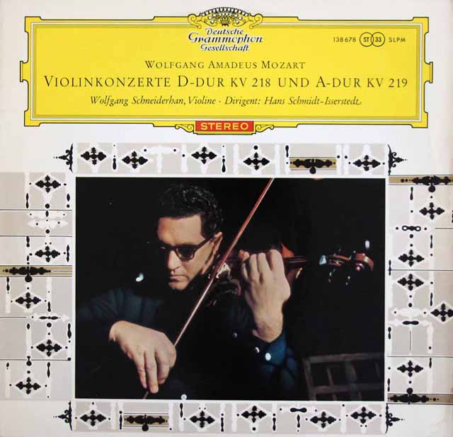 【赤ステレオ・独最初期盤】　シュナイダーハンのモーツァルト/ヴァイオリン協奏曲第4、5番　独DGG　3444　LP レコード