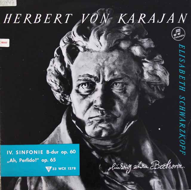 【独最初期盤】　カラヤンのベートーヴェン/交響曲第4番ほか　独Columbia　3503　LP レコード