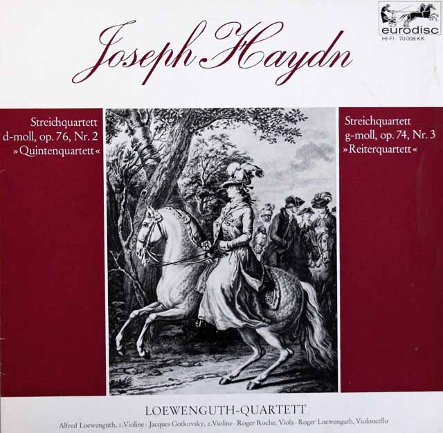 レーヴェングート四重奏団のハイドン/弦楽四重奏曲第76番「五度」、74番「騎士」　独eurodisc　3503　LP レコード