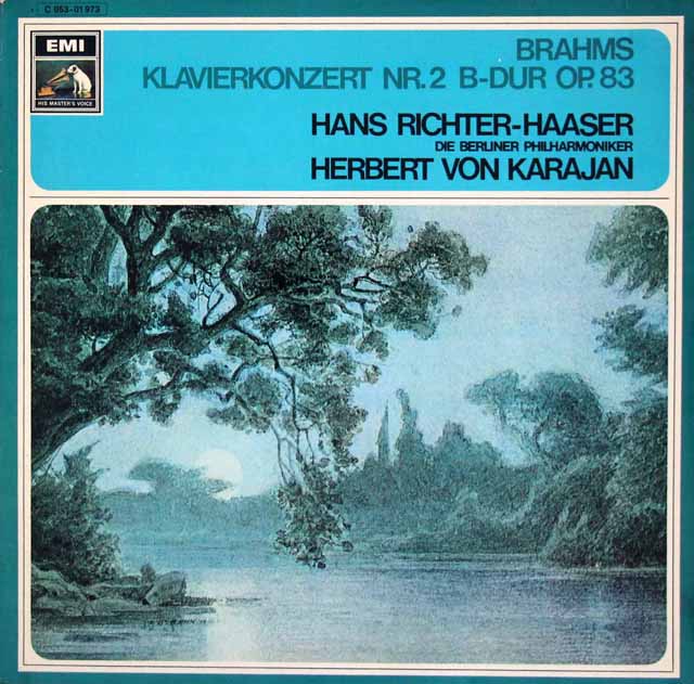 リヒター=ハーザー、カラヤンのブラームス/ピアノ協奏曲第2番　独EMI　3504　LP レコード