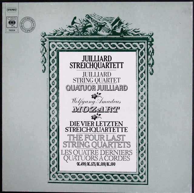 ジュリアード四重奏団のモーツァルト/弦楽四重奏曲第20番～23番　独CBS　3504　LP レコード