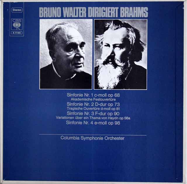ワルターのブラームス/交響曲全集　独CBS　3506　LP レコード