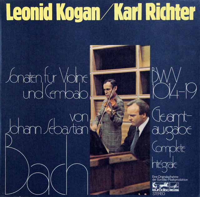 コーガン、リヒターのバッハ/ヴァイオリンとチェンバロのためのソナタ集（全6曲）　独eurodisc　3507　LP レコード