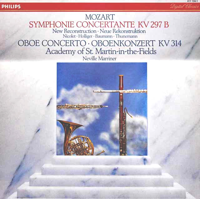 ニコレ、ホリガー、バウマン、トゥーネマン、マリナーのモーツァルト/協奏交響曲ほか　蘭PHILIPS　3508　LP レコード