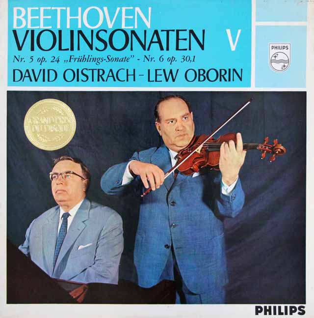 【モノラル】オイストラフ、オボーリンのベートーヴェン/ヴァイオリンソナタ第5番「春」、第6番　蘭PHILIPS　3508　LP レコード