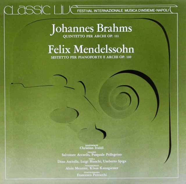 アッカルドらのブラームス/弦楽五重奏曲第2番ほか　伊PDU　3508　LP レコード