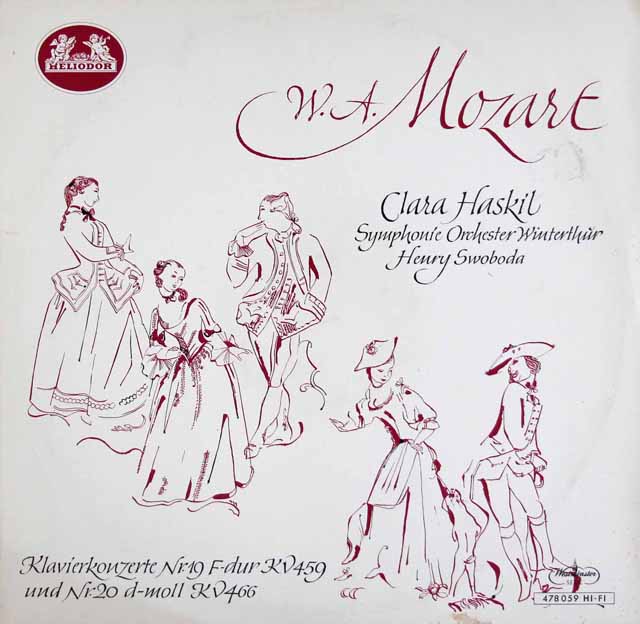 ハスキルのモーツァルト/ピアノ協奏曲第19&20番　独HELIODOR　3509　LP レコード