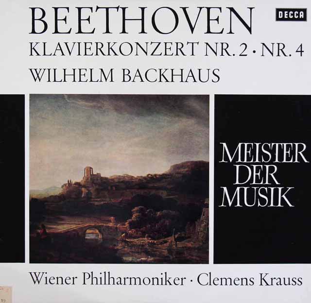 バックハウス、クラウスのベートーヴェン/ピアノ協奏曲第2、4番　独DECCA　3509　LP レコード
