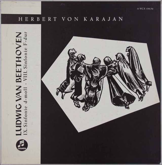 カラヤンのベートーヴェン/交響曲第8、9番　英Columbia　3509　LP レコード