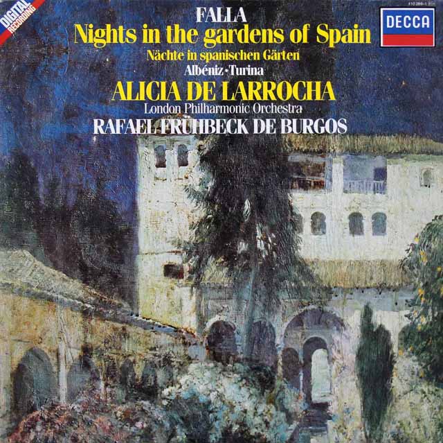 ラローチャ、ブルゴスのファリャ/交響的印象「スペインの庭の夜」ほか　蘭DECCA　3510　LP レコード