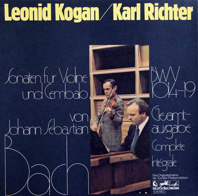 コーガン、リヒターのバッハ/ヴァイオリンとチェンバロのためのソナタ集（全6曲）　独eurodisc　3510　LP レコード