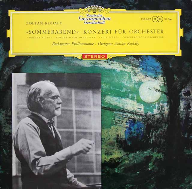 【赤ステレオ/独最初期盤】　コダーイの自作自演/「夏の夕べ」ほか　独DGG　3511　LP レコード