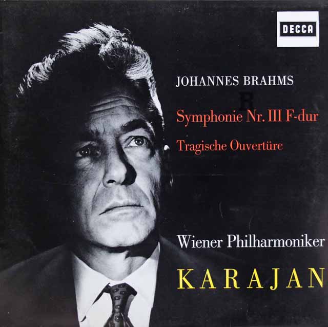 カラヤンのブラームス/交響曲第3番、悲劇的序曲　独DECCA　3511　LP レコード