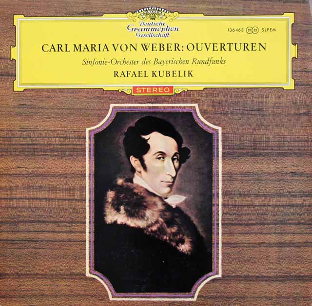 【赤ステレオ、独最初期盤】　クーベリックのウェーバー/序曲集　独DGG　3512　LP レコード