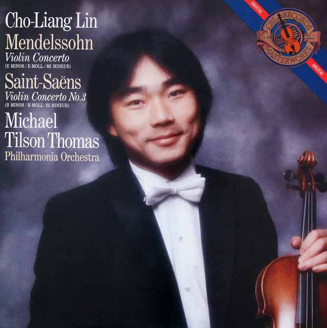 チョーリャン・リン、ティルソン・トーマスのメンデルスゾーン、サン=サーンス/ヴァイオリン協奏曲集　蘭CBS　3513　LP レコード