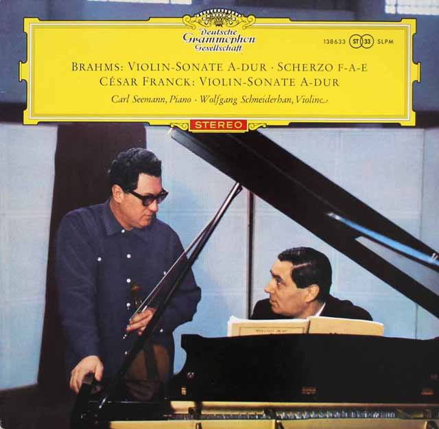 【赤ステレオ/独最初期盤】　シュナイダーハン&ゼーマンのブラームス/ヴァイオリンソナタほか　独DGG　3513　LP レコード