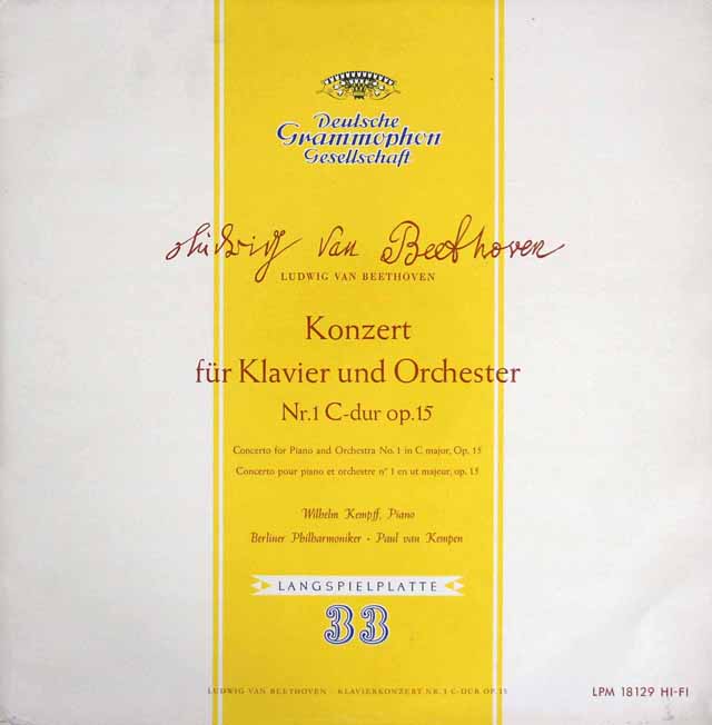 ケンプ、ケンペンのベートーヴェン/ピアノ協奏曲第1番　独DGG　3513　LP レコード