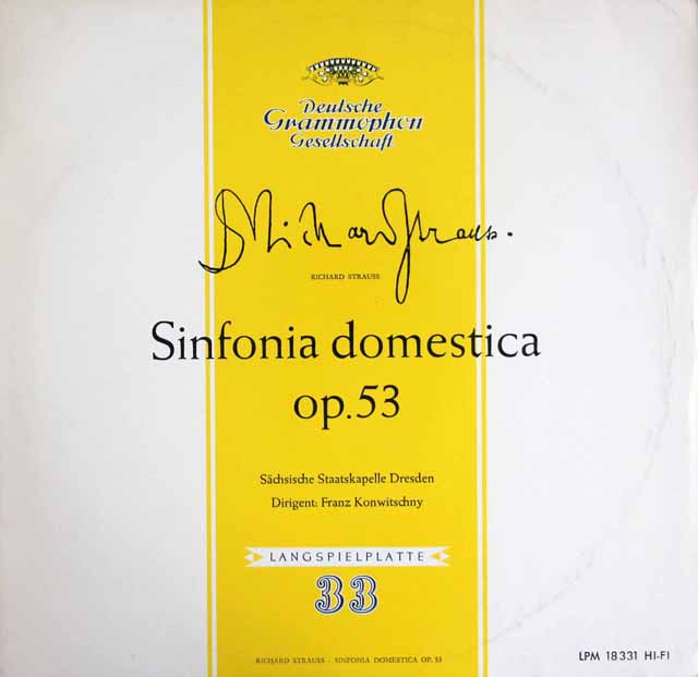 コンヴィチュニーのR.シュトラウス/家庭交響曲　独DGG　3513　LP レコード