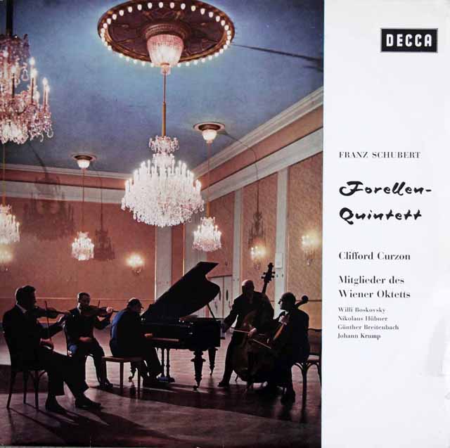 カーゾン、ウィーンオクテットらのシューベルト/ピアノ五重奏曲「鱒」　独DECCA　3513　LP レコード
