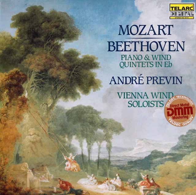 プレヴィン、ウィーン・ウインド・ソロイスツのモーツァルト、ベートーヴェン/ピアノと管楽のための五重奏曲集　独TELARC　3513　LP レコード