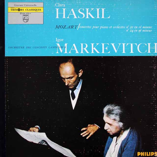 ハスキル、マルケヴィチのモーツァルト/ピアノ協奏曲第20、24番　仏PHILIPS　3514　LP レコード