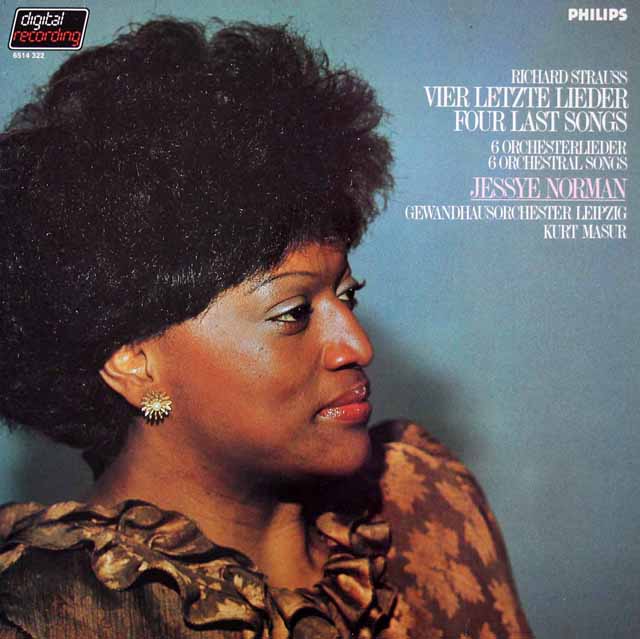 ノーマン、マズアのR.シュトラウス/「4つの最後の歌」、オーケストラ伴奏歌曲集　蘭PHILIPS　3514　LP レコード