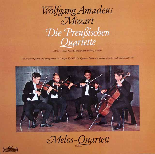 メロス四重奏団のモーツァルト/弦楽四重奏曲「プロシア王セット」、第20番　独Intercord　3514　LP レコード