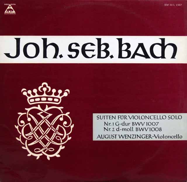 ヴェンツィンガーのバッハ/無伴奏チェロ組曲 第1、2番　独musicaphon　3516　LP レコード