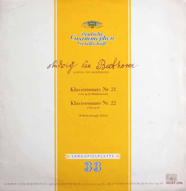 ケンプのベートーヴェン/ピアノソナタ第21番「ワルトシュタイン」ほか　独DGG　3517　LP レコード